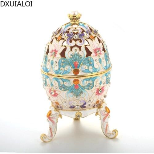 Home decorations European style enamel color jewelry storage box metal crafts large egg luxury jewelry desktop decoration