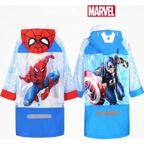 Disney kids Raincoat Cartoon Spiderman US Captain Children raincoat Kids Girls Rainproof Poncho Boys Rainwear Baby Rainsuit