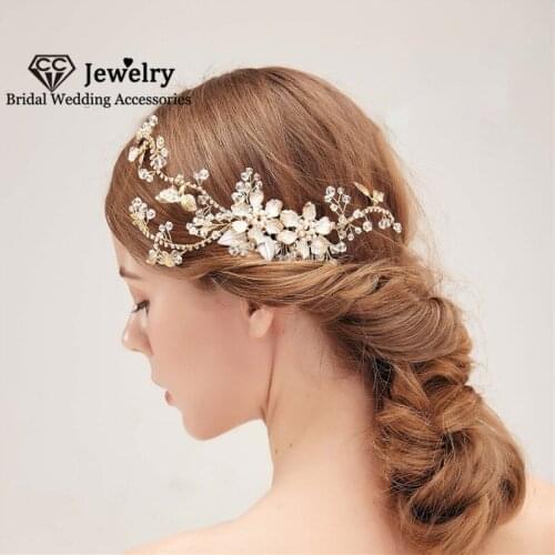 CC Hair Combs Wedding Accessories for Women Bridal Headdress Engagement Jewelry Flower Shape Comb 100% Handmade Hairwear HS144