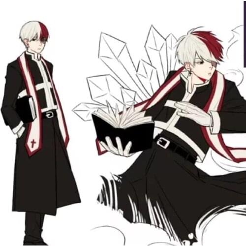 New Anime Boku no Akademia Cosplay My Hero Academia Todoroki Shoto Priest Cosplay Costume Coat Pant Set