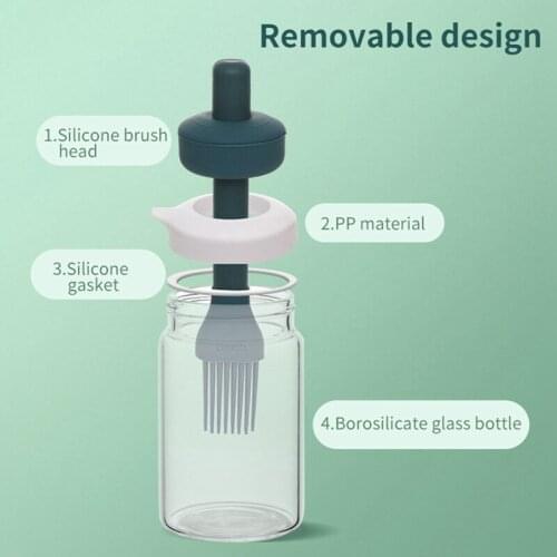 Creative Glass Oil Bottle With Brush Vinegar Bottle Sauce Container Pot Spice Jar Cooking Oil Brush Kitchen Supplies Accessorie