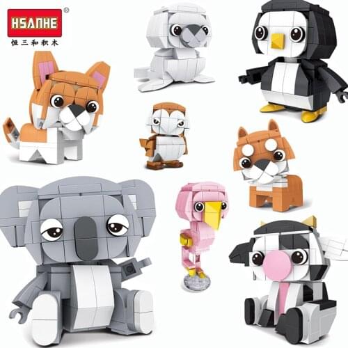 Hsanhe Blocks Animal Model corgi Building Toys Bird Educational Assembly Toy coala Children Gifts for kids compatible with Lego