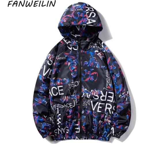 Jas 2021Autumn New Men Bomber Letter Print Jackets Outwear Mens Oversized Hooded Zip Up Jacket Coat Streetwear Jaqueta Masculina