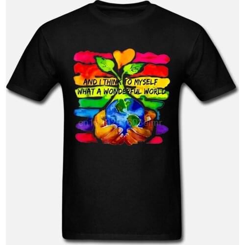 Lgbt And I Think To Myself What A Wonderful World Men Black T Shirt Cotton S 4Xl
