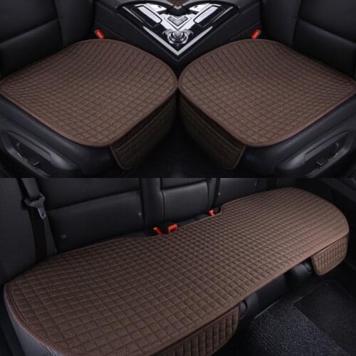 Large Size Flax Car Seat Cover Protector Front/Rear/Full Set Choose Car Seat Cushion Linen Seat Pad Car Accessories Anti-Slip