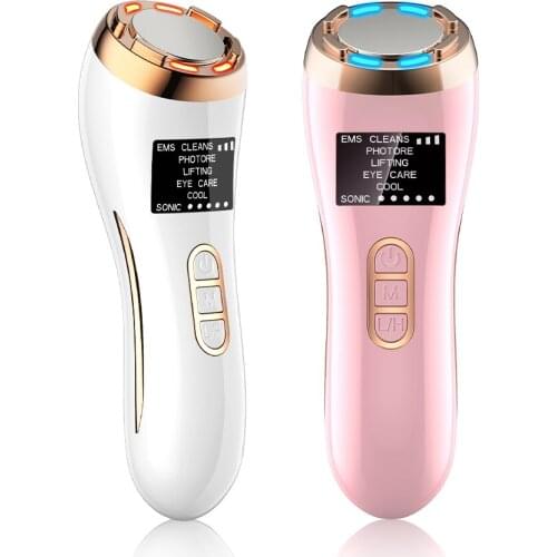 Facial Massager EMS Hot Cool Sonic Vibration Ion LED Photon Anti Aging Skin Wrinkle Remover Face Lifting Face Skin Care Device