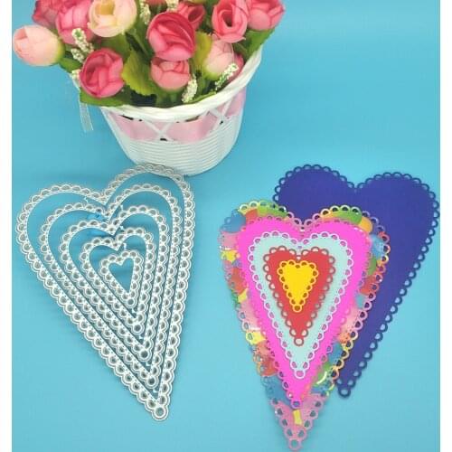 5-layer metal cutting mold with lace peach heart, scrapbook, photo album decoration, DIY handmade art