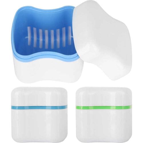 False Teeth 3 Colors Denture False Teeth Storage Box Case With Filter Screen Dental Appliance Teeth Dentures