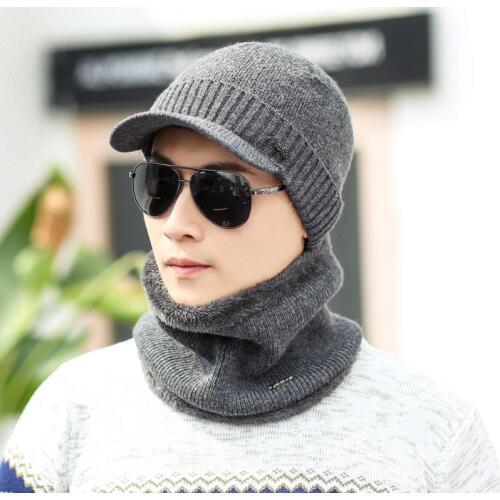 New Winter Hat Scarf Set Skullies Beanies Hat Winter Beanies For Men Women Wool Scarf Caps Balaclava Mask Bonnet Knitted Hat