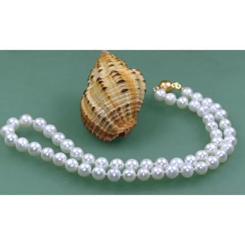 Charming 7-8mm White round Freshwater cultured pearl necklace 45cm fashion jewelry