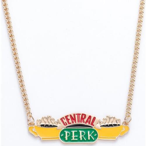 Friends TV Show Central Perk Choker Necklace Gold Chain Necklace Women Hard Enamel Fashion Jewelry Custom Necklace Women Gift