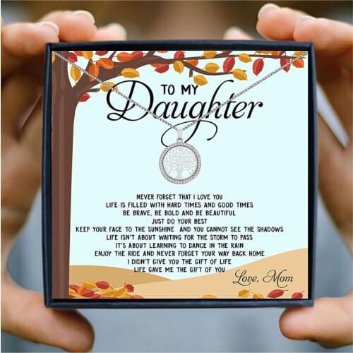 To My Daughter Pendant Necklace Family Tree of Life Necklace Jewelry Gift Ideas from Mom