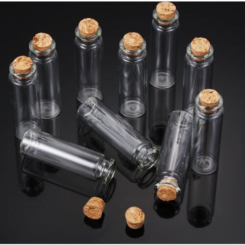 10pcs 2/3/5/8/10/12/15ml Clear Vials Glass Bottle Blank Empty Wishing Message Bottles Transparent With Cork Stopper Tiny Small