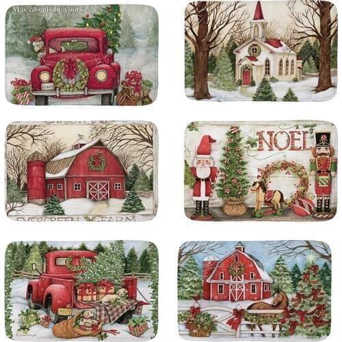 Christmas church dolls printed Flannel Floor Mat Anti-Slip Tapete Floor Mats Kitchen Doormat welcome mats for front door