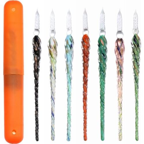 1PC Vintage Glass Dip Dipping Pen Handmade Signature Calligraphy Filling Ink Fountain Pen Art DIY Crafts Painting Home Supplies