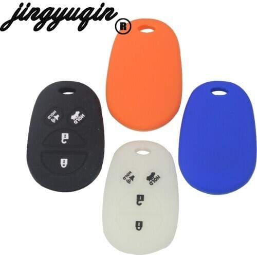 Jingyuqin 4 Buttons Silicone Car Key Shell Case Luminous Selection FOB For Toyota Sienna/Tundra/Sequoia Smart Key Shell Case