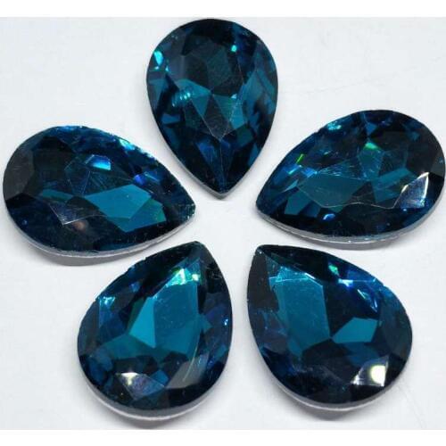 Peacock Blue Drops Crystal Glass Sewing Rhinestones Pointback DIY Wedding Dress and Bag 6*8 7*10 10*14 13*18 18*25 20*30 4*6
