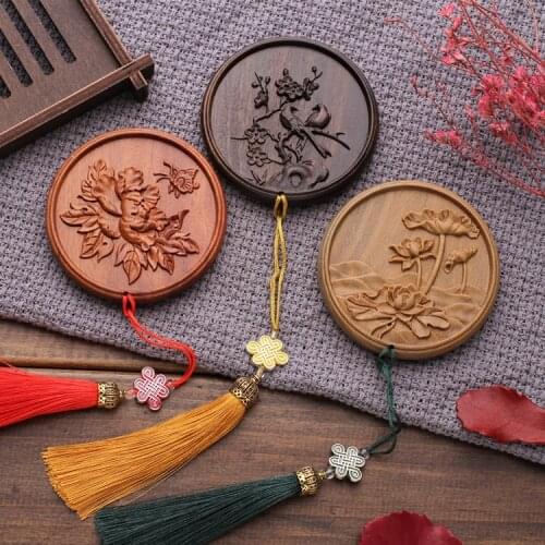 Sandalwood dressing mirror green sandalwood portable makeup mirror mahogany round small mirror Shen Guibao rosewood mirror