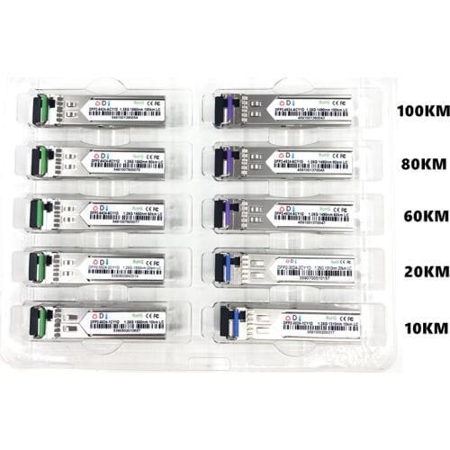 LC SFP Fiber optic module 1.25G LC 10/20/60/80/100KM 1310/1490/1550nm Single Fiber SFP Optical Module Transceiver FOR ONU OLT