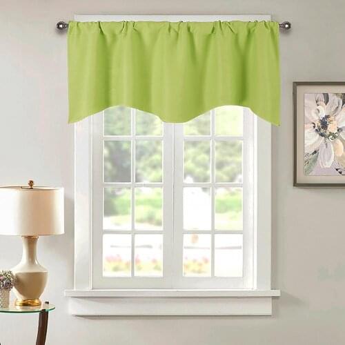 1PCS Solid Color Through Rod Short Curtain Home Room Balcony Kitchen Window Valance For Living Room Bedroom