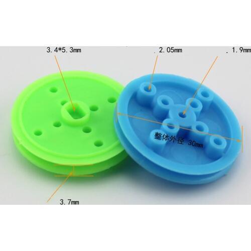 2*30mm pulley small pulley DIY motor wheel can be sheathed with silica gel pulley plastic model wheel transmission wheel