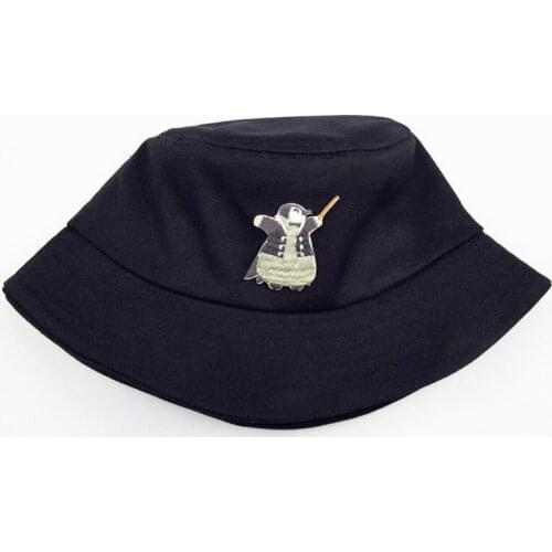 2021 Penguin Animal Embroidery Cotton Bucket Hat Fisherman Hat Outdoor Travel Hat Sun Cap Hats for Men and Women 384