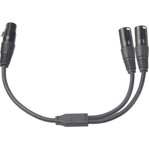 3-Pin XLR Male Plug to Dual 2 Female Jack DJ Cable Adaptor 30cm 12inch
