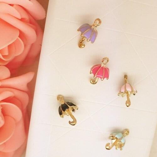 50pcs/lot 3D colorful umbrella pendant alloy enameled Charm DIY accessories for necklace or bracelet fitting drop shipping