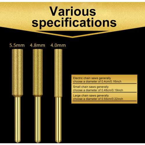 6Pcs Diamond Sharpening Wheel Coated Cylindrical Burr Chainsaw Sharpener Stone File Chain Saw Sharpening Carving Grinding Tools