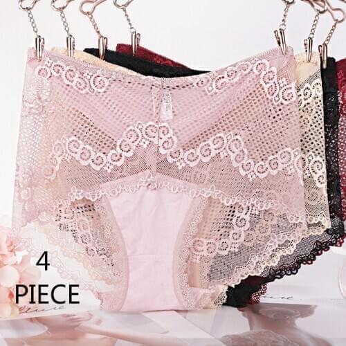 Large Size Mid waist Panties for Women Underwear Ladies Big Size Briefs Traceless Plus Size Sexy Lace Panties XL 2XL 3XL 4XL