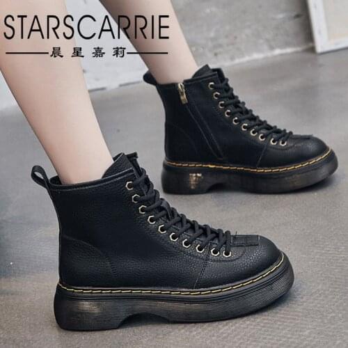 2021 new spring and autumn single boots female British style big head thin riding boots female increased thick-soled short boots