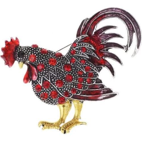 Cute color big rooster brooch woman child rhinestone animal Chickens brooches clothing accessory holiday gift