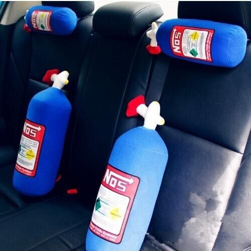 NOS Nitrous Oxide Bottle Pillow Plush Toy Turbo JDM Cushion Gift Decor Headrest Backrest Seat Cover Hellaflush Neck Res