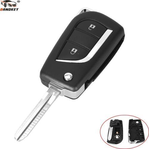 DANDKEY 2018 Replacement Folding 2 Buttons Remote Car Key Shell For Toyota Corolla RAV4 Before 2013