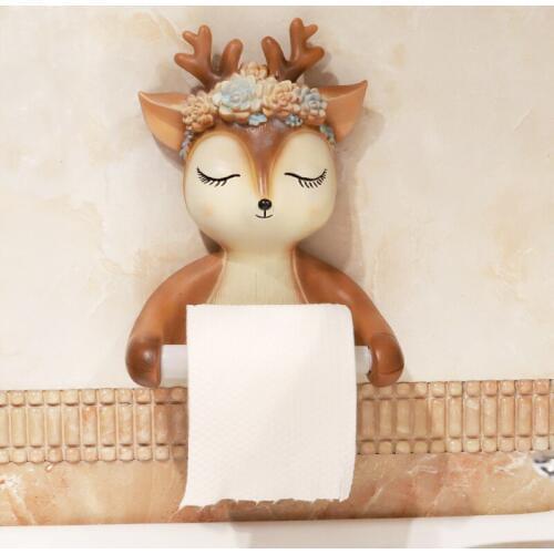 Roogo Soft Plastics Portable Toilet Paper Holders PVC Rotocastin Lovely Deer Home Decor Bathroom Paper Roll Holder