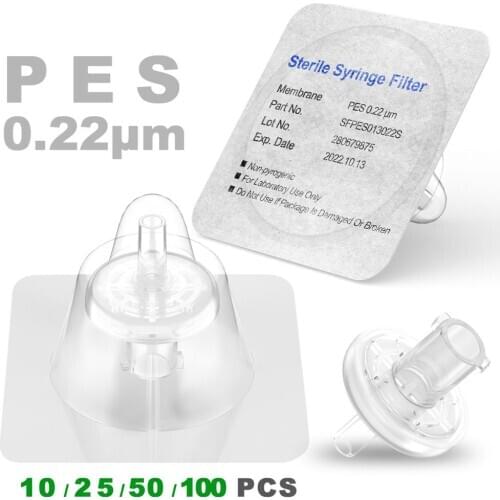 Sterile Syringe Filters,PES Membrane 0.22μm Pore Size,13mm Diameter,10/25/50/100 Pcs Individually Packed by Ks-Tek