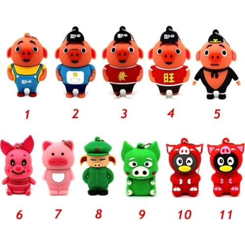 The New Cartoon Pigsy Pendrive Animal Pig 4GB 8GB 16GB USB 2.0 Flash Drive Flash Memory Stick 32GB 64GB Pen Prive