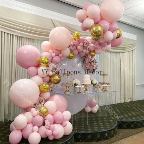 4D GOLD Chrome Balloon Garland DIY Globals Baby Pink Balloons Garland Kit Wedding BABY SHOWER Engagement 21st Birthday Decor