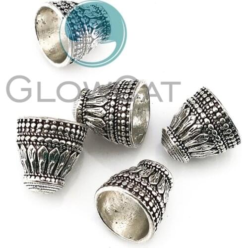 5pcs Antique Silver Plated Necklace Cord Caps Engraved Cone Beads Caps End Caps For Jewelry Making DIY Accessories 22349