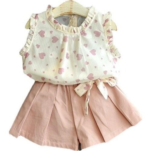 Girls Clothes Sets Childrens Fashion Print Love T-Shirt + Shorts 2pcs Clothing Set for Girl Kids Costumes Toddler Girl Outfits