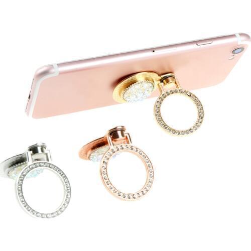 JINHF Bling Round 360 Degree Finger Ring Mobile Phone Grip Stand Holder For iPhone Samsung Huawei Phone Mount Stand
