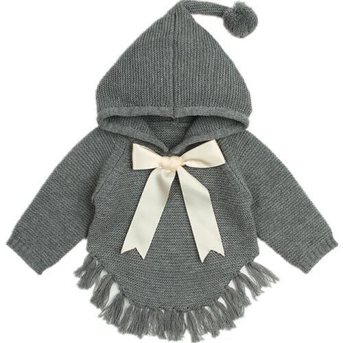 Baby Girl Jackets 2018 Winter Outerwear knited Fabric Garment Lovely Bow Coat for Baby Girls Kids Clothes Clothing