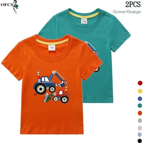 Summer Cotton Childrens T-shirts Fashion Printed Toddler Bottoming Shirt Boys Girls Clothes Different Colors 2 PCS Packag Sales