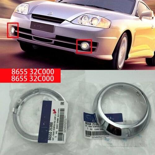 LH + RH chrome front fog lamp cover rings for modern Tiburon Coupe 2003-2004 865532C000 865542C000