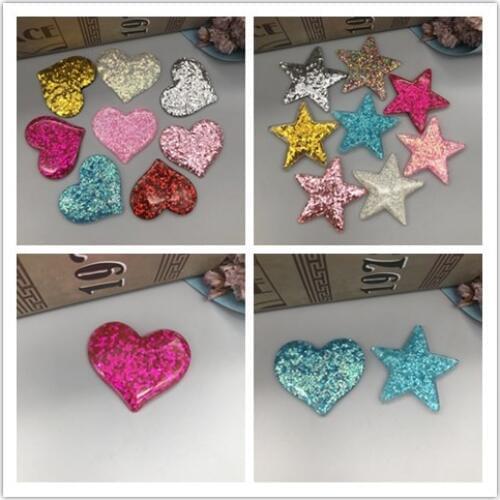 Cute Glitter Heart Glitter Five Star for Hair Bow Center, Crafts Making, Phone Decoration,DIY