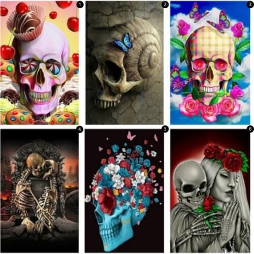 Cartoon skull, DIY, diamond painting, cross stitch, ladies needlework, home decoration, square mosaic, 5D diamond embroidery