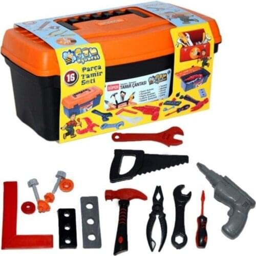 Toy Repair Kit Set 16 Piece Domestic Production-Educational Toy Set-Learning Repair Kit-Bag Repair Kit-Orange Repair Kit