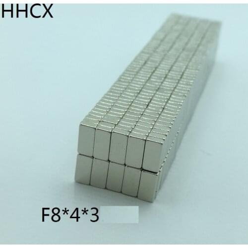 100pcs/lot F 8x4x3 N35 Strong Square NdFeB Rare Earth Magnet 8*4*3 Neodymium Magnets for moto
