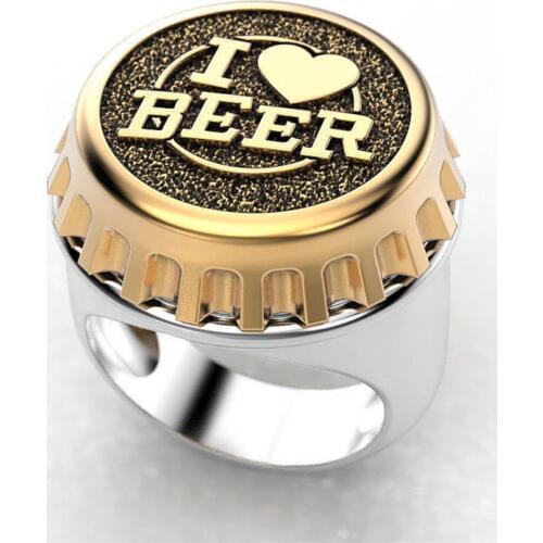 VAGZEB 2020 New Design Punk Vintage Gold Silver Color Bottle Cap Shaped Male Ring Cool Man Heart Ring Dropshipping