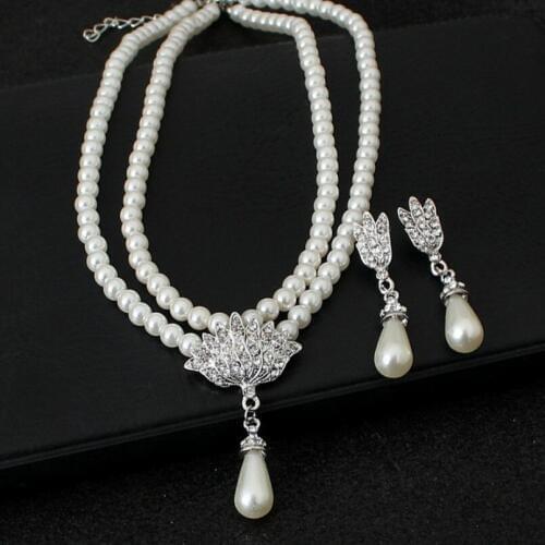 The New Pearl Wedding Jewelry Set High Quality Jewelry Party Female Jewelry Bridal Earrings Accessories Parure Bijoux Femme